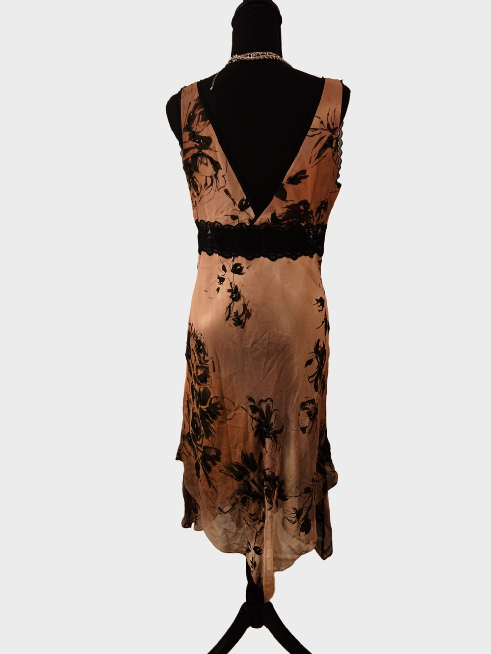 Vintage 90s Silk Floral V-Neck Midi Dress! - Picture 5 of 8